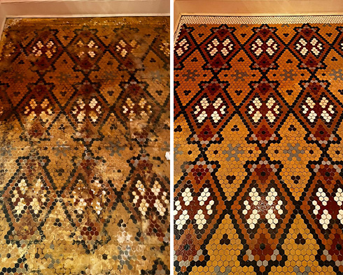 Porcelain Floor Before and After Our Hard Surface Restoration Services in Manhattan