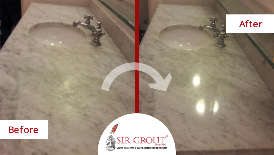 Before and After of a Stone Polishing Service in Soho, New York
