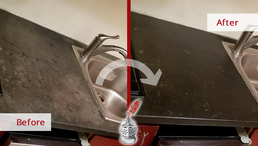 Before and After Picture of a Kitchenette Tile Cleaning Job in Manhattan, New York