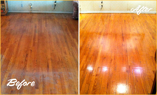 Before and After Picture of a Clinton Hill Wood Deep Cleaning Service on a Stained Floor