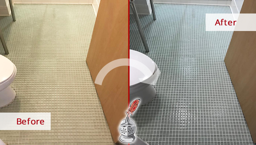 Before and After Picture of a Grout Sealing Service in Cobble Hill, NY