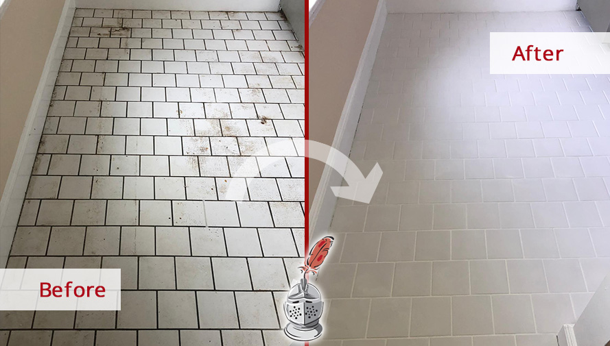 Floor Before and After Our Tile and Grout Cleaning Service in Murray Hill, NY