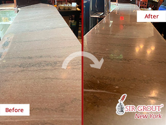 Counter Before and After a Stone Honing in Manhattan, NY