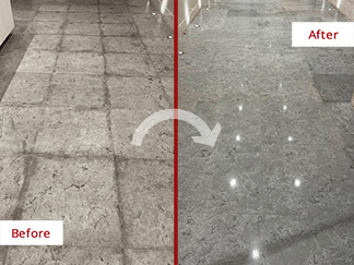 Marble Floor Before and After our Hard Surface Restoration Services in Manhattan, NY