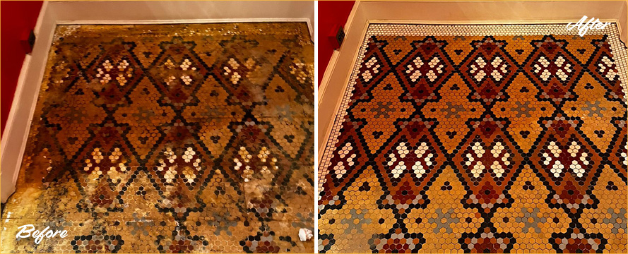 Porcelain Floor Before and After Our Hard Surface Restoration Services in Manhattan