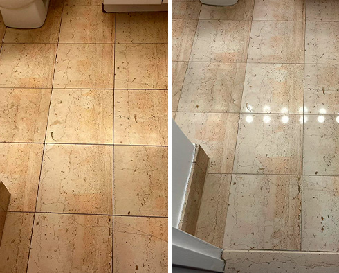 Floor Before and After Our Stone Polishing in Manhattan, NY