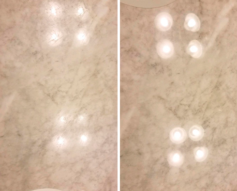 Vanity Top Before and After a Stone Polishing in Manhattan