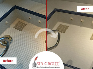 Before and After Picture of a Grout Sealing Service in Williamsburg, NY