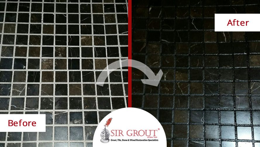 Shower Grout Recoloring Job in Manhattan, NY
