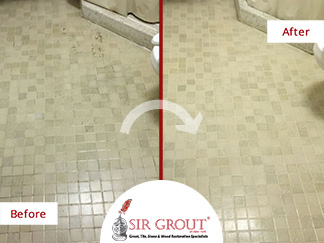 Before and After Picture of Our Grout Cleaning Service in Brooklyn Heights, NY