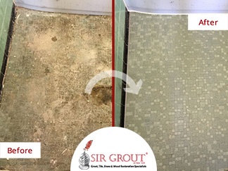 Before and After Picture of a Tile Cleaning Service in Cobble Hill, NY