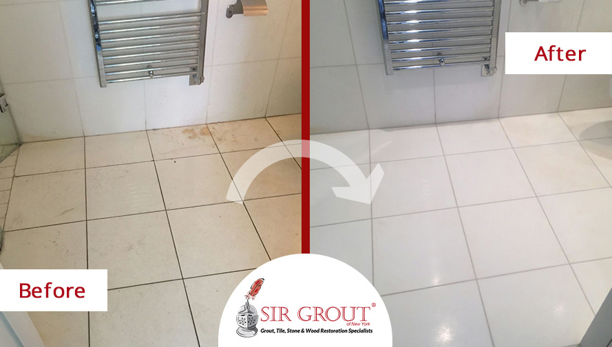 Before and After Picture of a Shower Cleaning and Polishing Service in Manhattan, NY