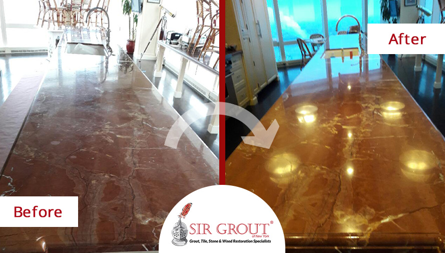 Before and After Picture of a Stone Polishing Service in Manhattan