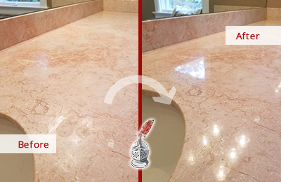 Before and After Picture of a Countertop Maintenance Service