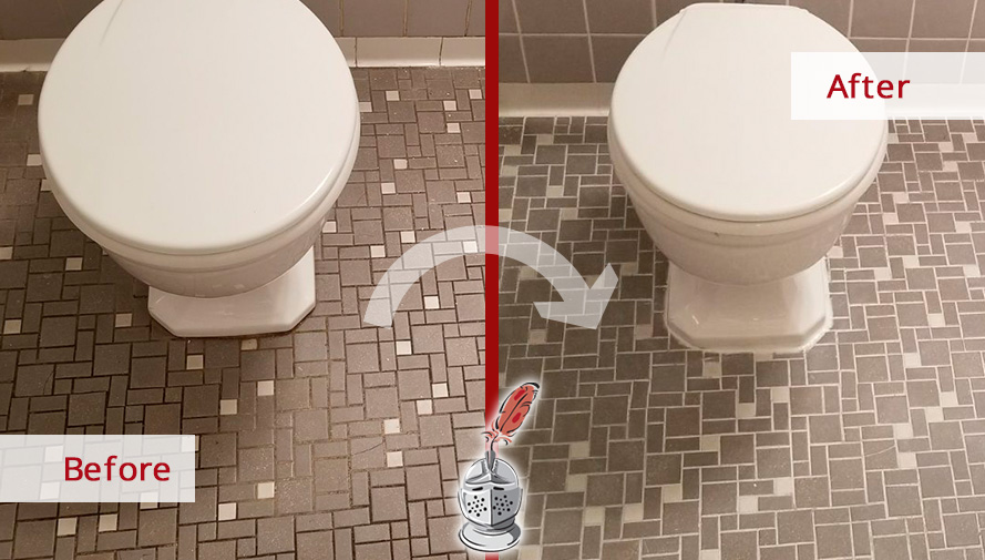 Before and After of a Bathroom Grout Recoloring in Manhattan, New York